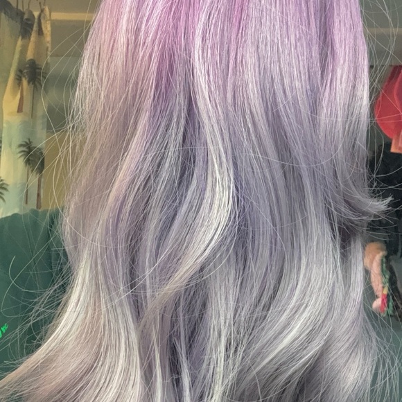 NEW- Beautiful Purple & Silver Long Curly Wig …NEW - Picture 8 of 9